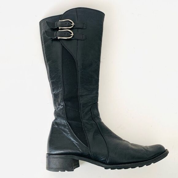 Paul Green Black Leather Heeled Tall Munchen Boots UK 7 (US 9.5) Victorian Prepp - Picture 4 of 12